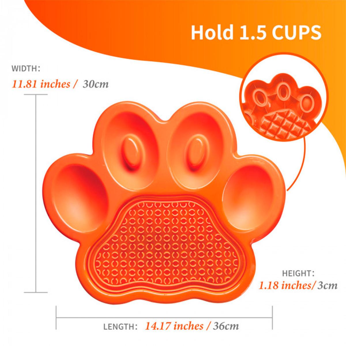 Alfombra De Lamer Petdreamhouse Paw 2 En 1 Naranja Alimentador Lento Y Almohadilla